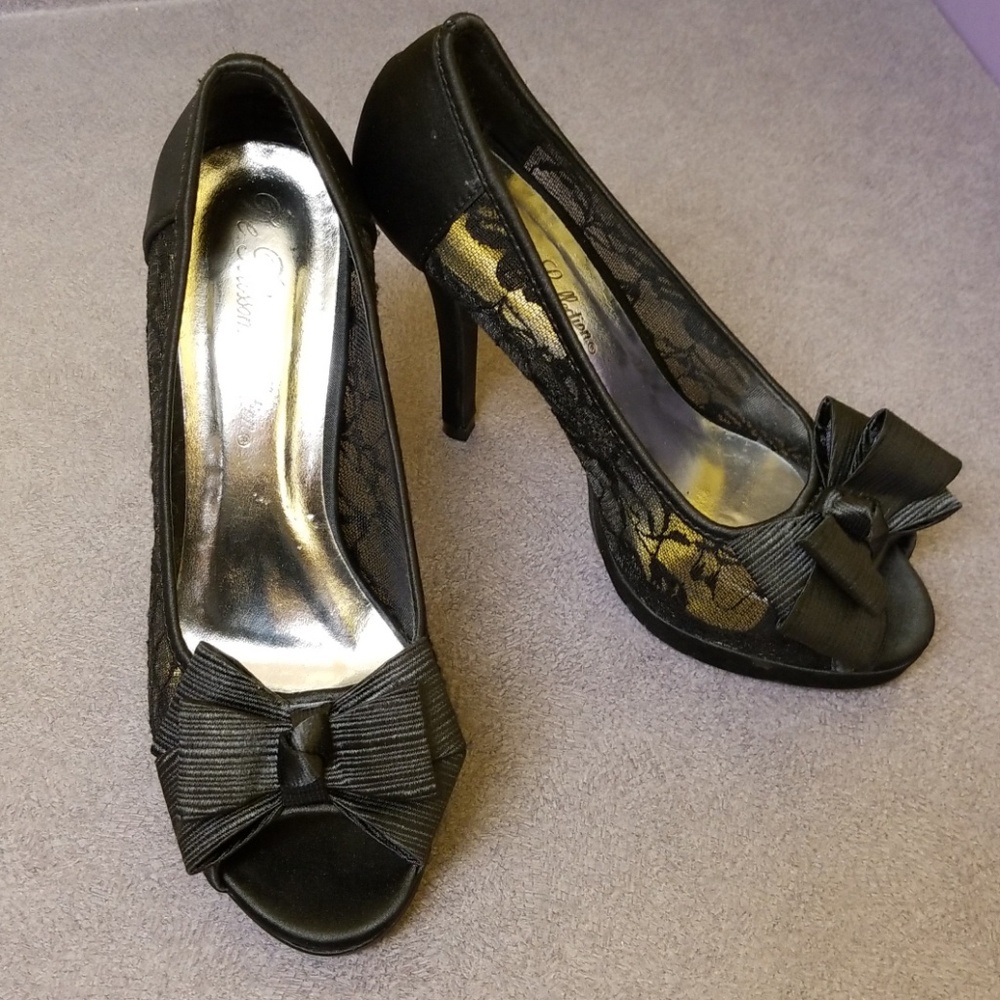 De Blossom Collection black see thru lace heels